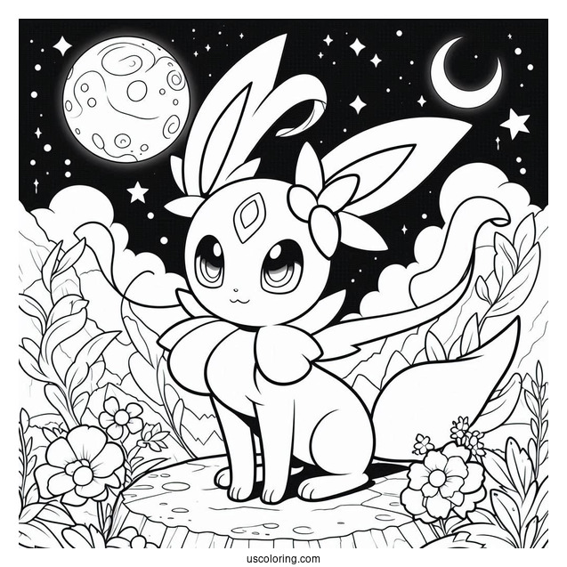 Sylveon Coloring Page Moonblast Pokemon Card