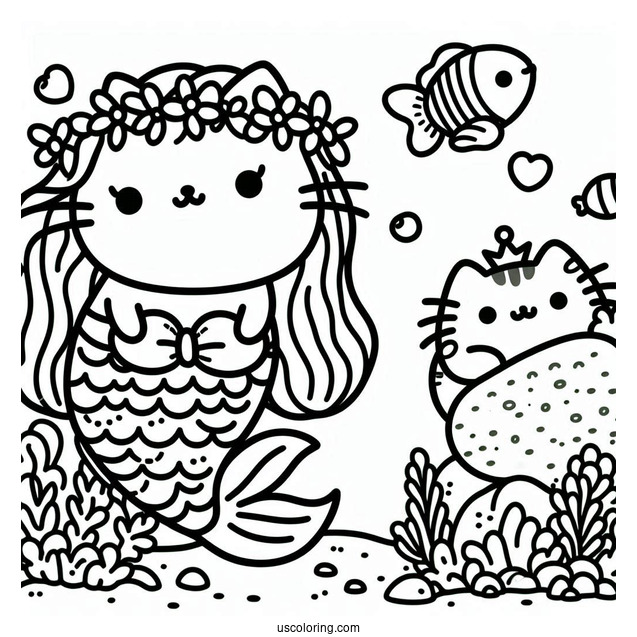 Coloring Page Of Mermaid Pusheen