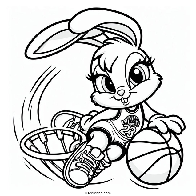 Lola Bunny Slam Dunks Coloring Page