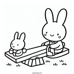 Miffy Coloring Page Of Melanie On A Seesaw For Kids