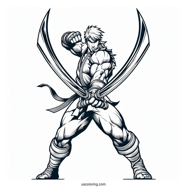 Street Fighter Coloring Page Of Vega With His Sharp Blades