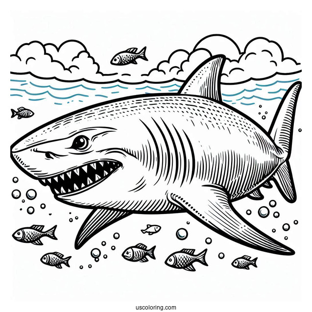Shark Coloring Page Of Chilling Megalodon Showing Teeth