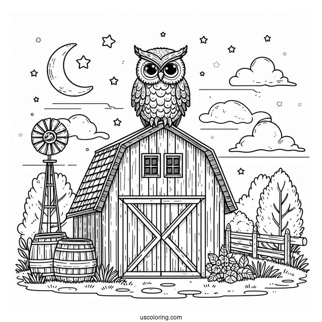 Barn Own To Color