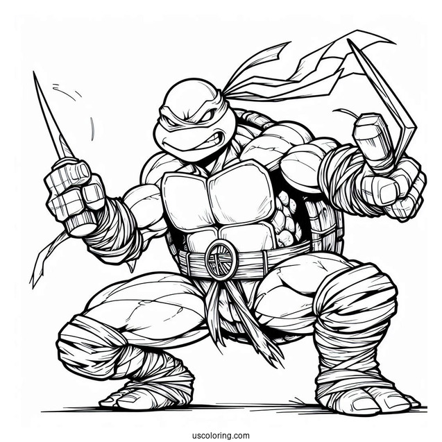 Ninja Turtles Coloring Page Of Spinter In Fighting Pose