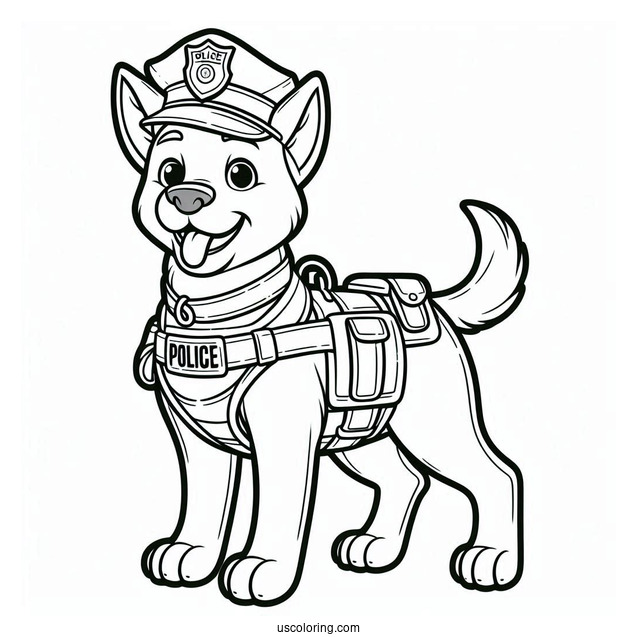 Police K-9 Dog Coloring Sheet For Kids