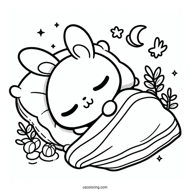 Easy Pochacco Coloring Page Sleeping