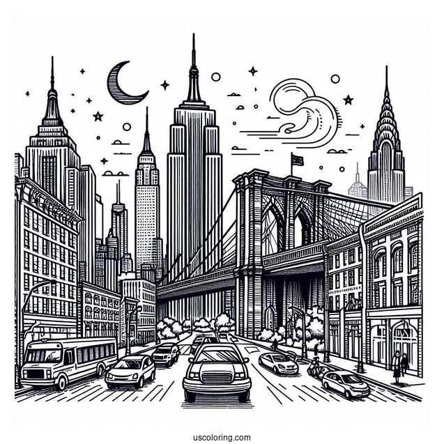 New York Coloring Page Of Elements