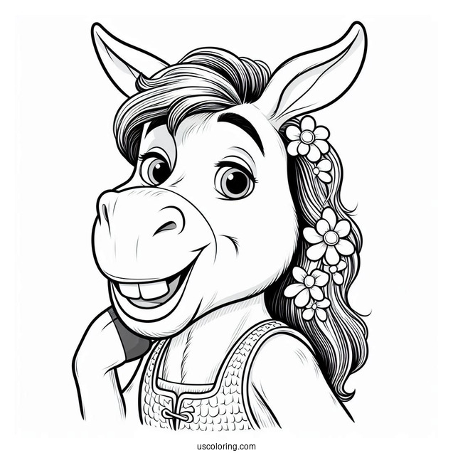 Smiling Donkey Coloring Sheet