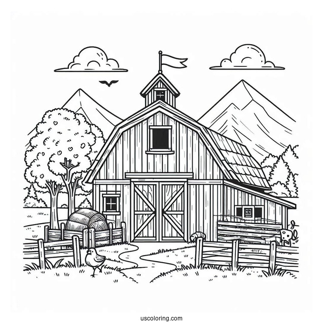 Coloring Page Of Farm Barn