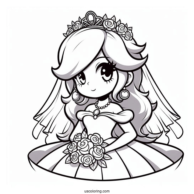 Easy Rosalina Coloring Page In Wedding Dress