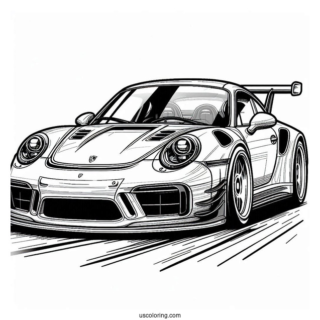 Simple Outline Of Solido Porsche Coloring Page