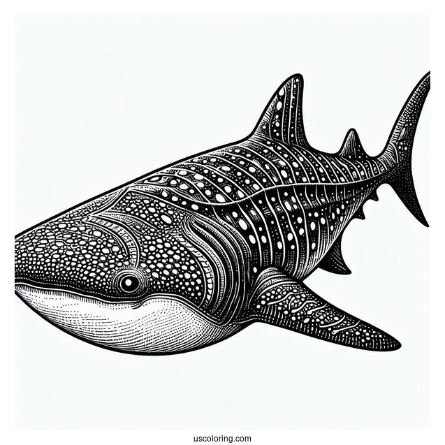 Textured Whale Shark Coloring Page