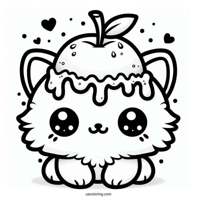 Kawaii Cat With Crushed Apple On Its Head