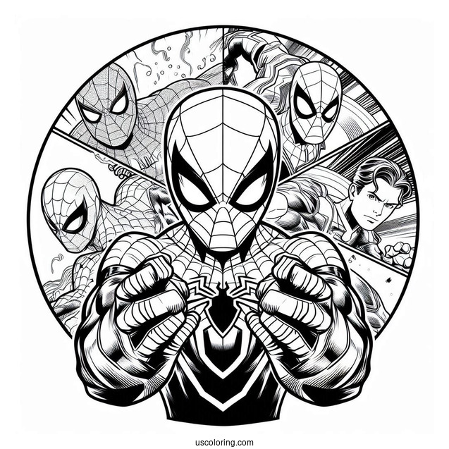 Spider-Man With The Avengers Coloring Sheet