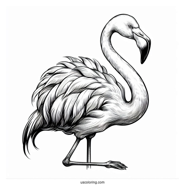 Realistic Flamingo Coloring Page