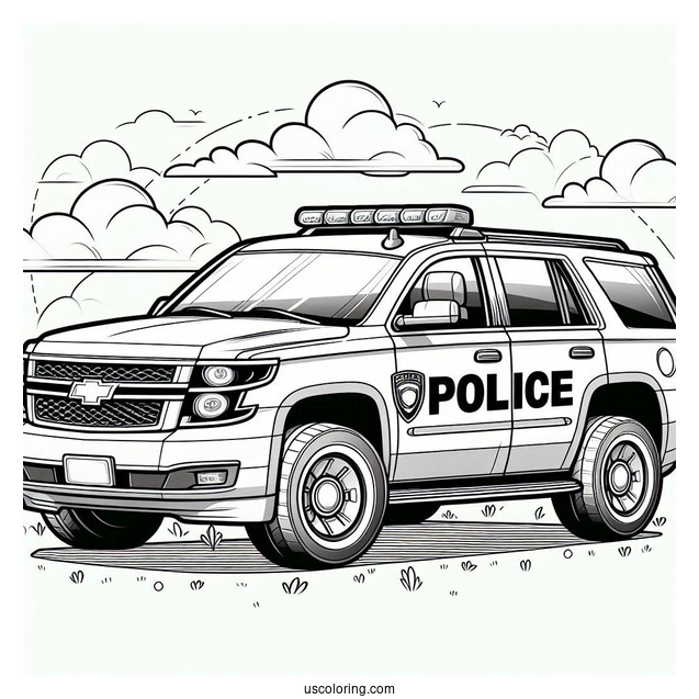 SUV Police Car Coloring Sheet