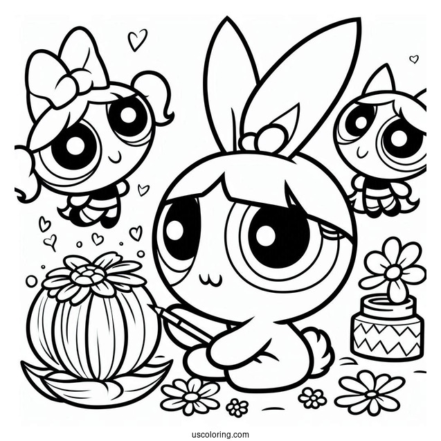 Bunny And The Powerpuff Girls Coloring Picture