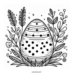 Easter Coloring Page Of Polka Dot Easter Egg