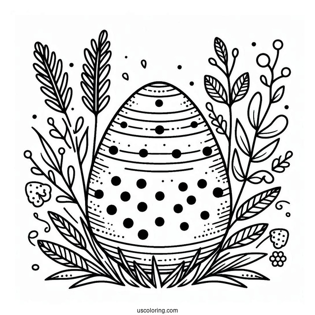 Easter Coloring Page Of Polka Dot Easter Egg