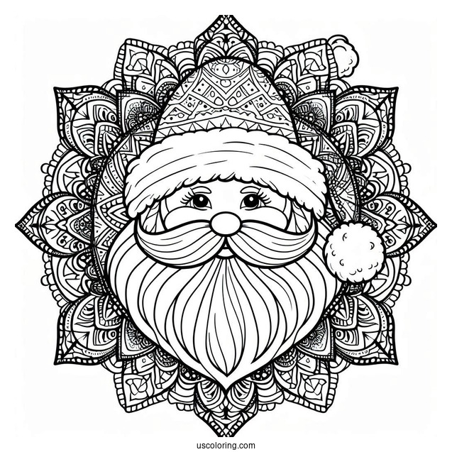 Santa Mandala Coloring Sheet