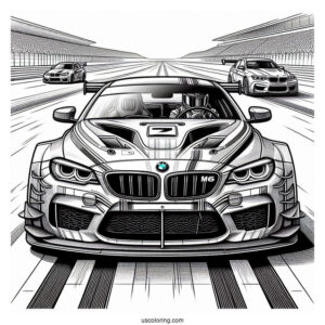 BMW Coloring Page M6 GT3 On Race Track
