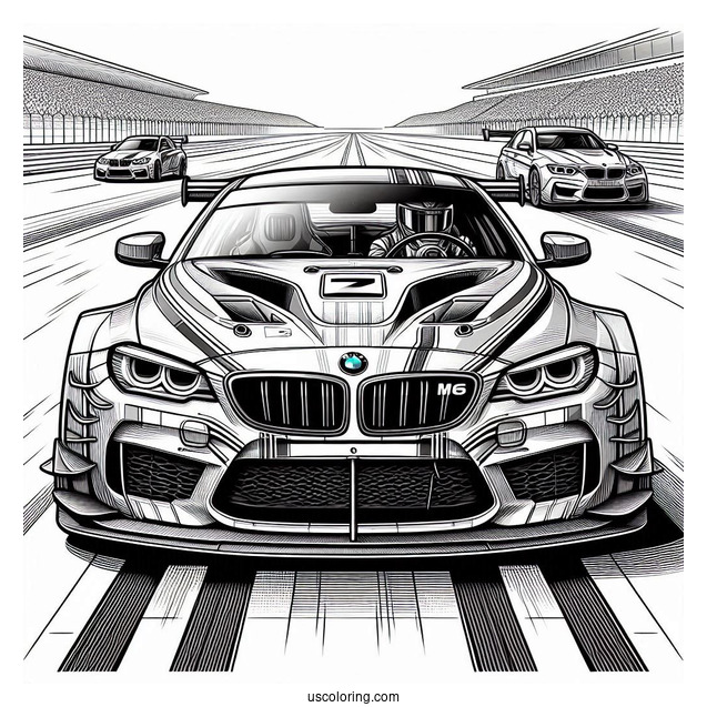 BMW Coloring Page M6 GT3 On Race Track
