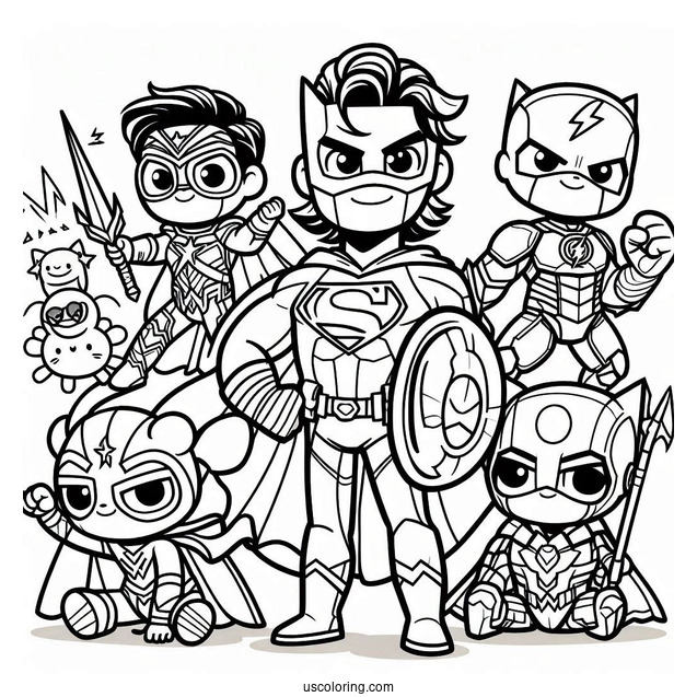 Cute Justice League Coloring Page Cartoon For Preschoolers