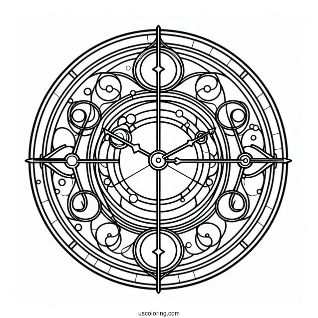 Easy To Color Outline Of a Clock Face