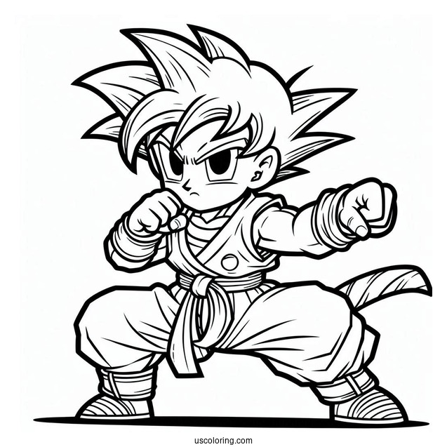 Dragon Ball Z Coloring Page Of Kid Trunks Ready to Fight For Kids