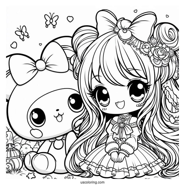My Melody Coloring Page With Uta Yumeno And Kuromi