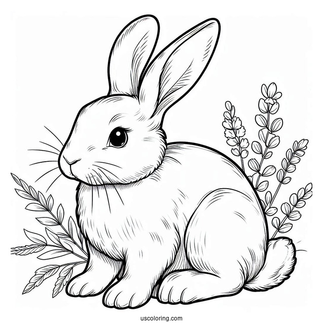 Simple Outline Of Realistic Rabbit