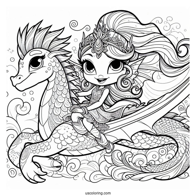 Shimmer And Shine Coloring Page Of And Leah Riding A Dragon