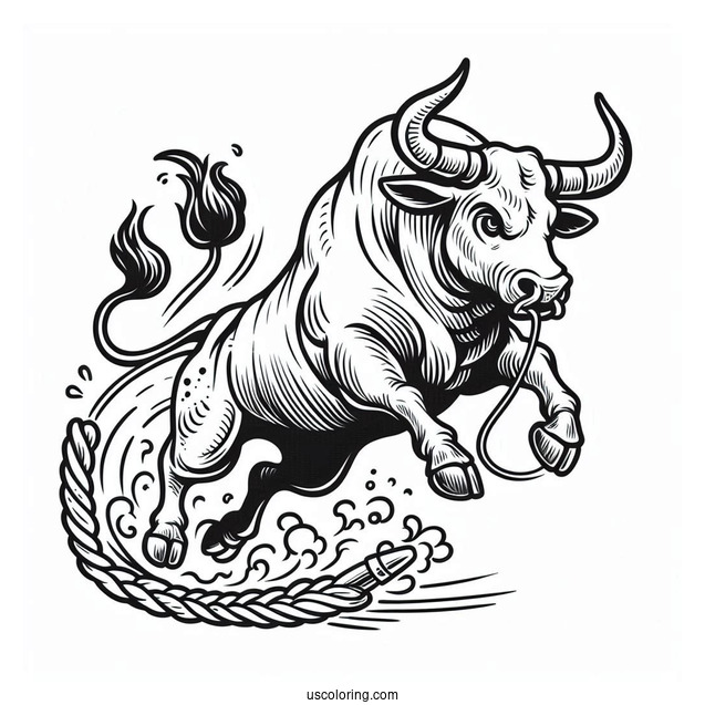 Coloring Sheet Of Bull Riding For Kids
