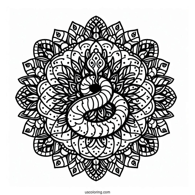 Snake Mandala To Color For Adults