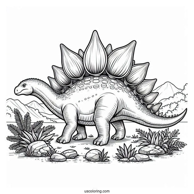Realistic Stegosaurus Coloring Page