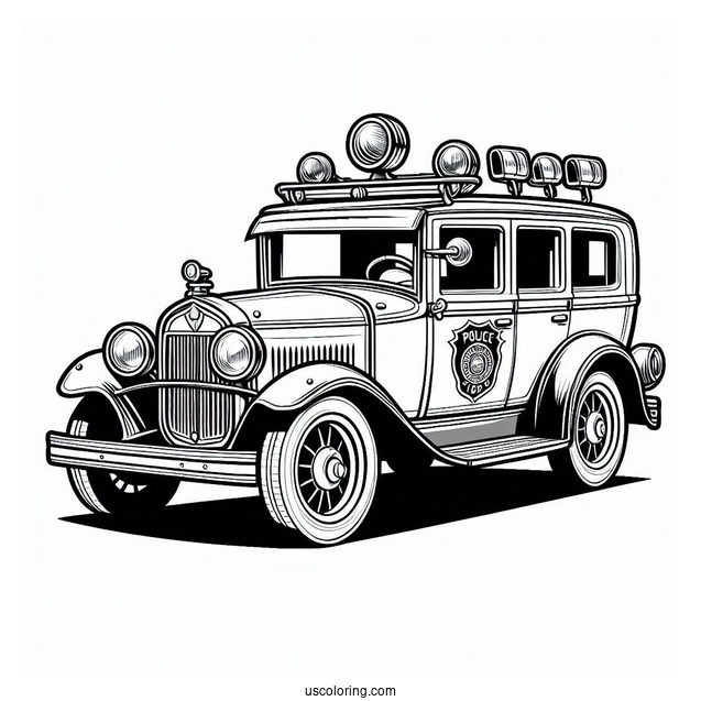 Old Police Car Coloring Sheet