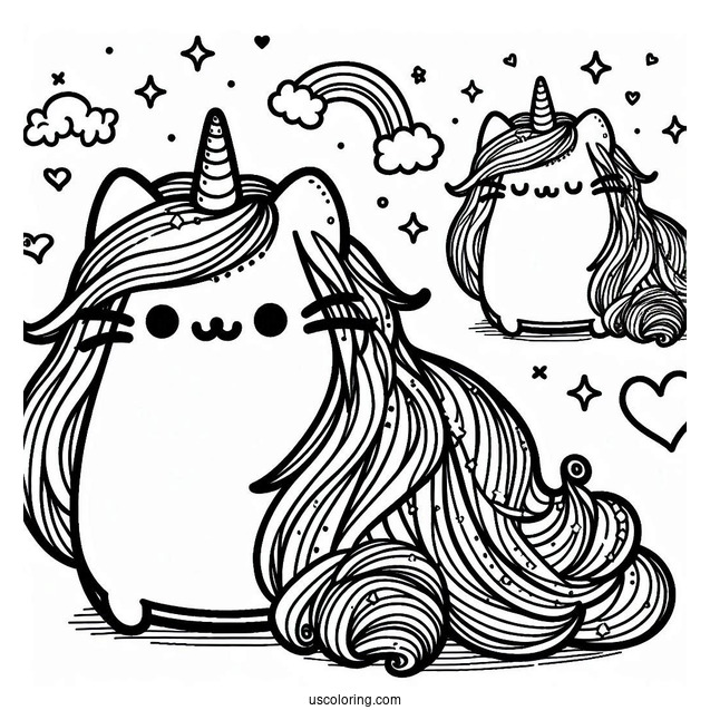 Unicorn Pusheen With Long Rainbow Hair
