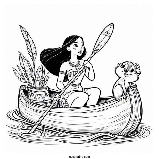 Meeko And Percy On Canoe Coloring In