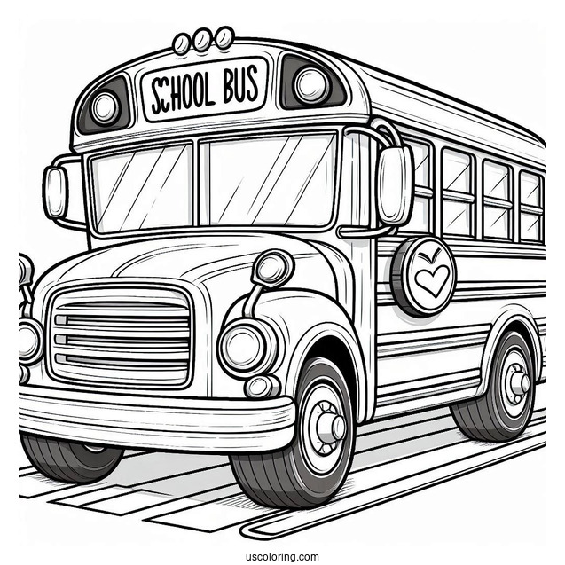 Easy School Bus Coloring Page For Kids