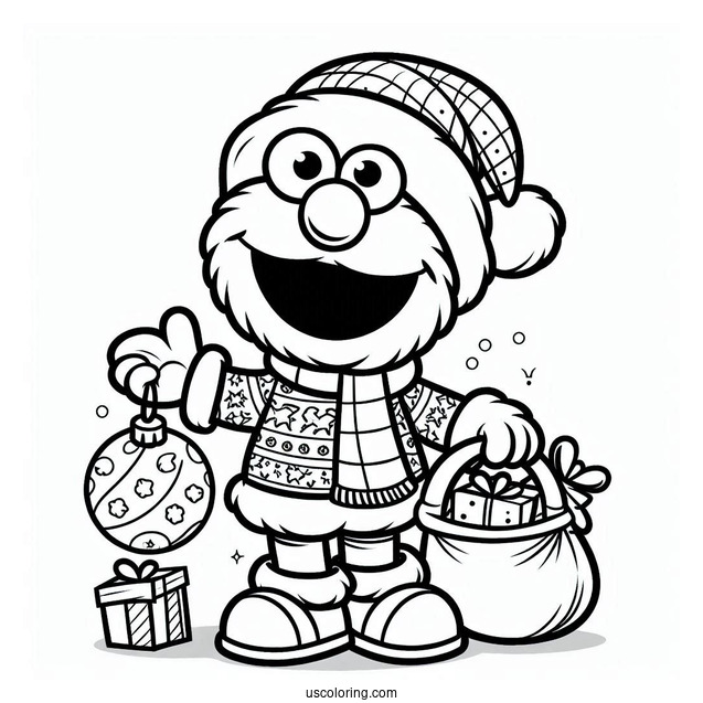 Christmas Themed Elmo Coloring Sheet