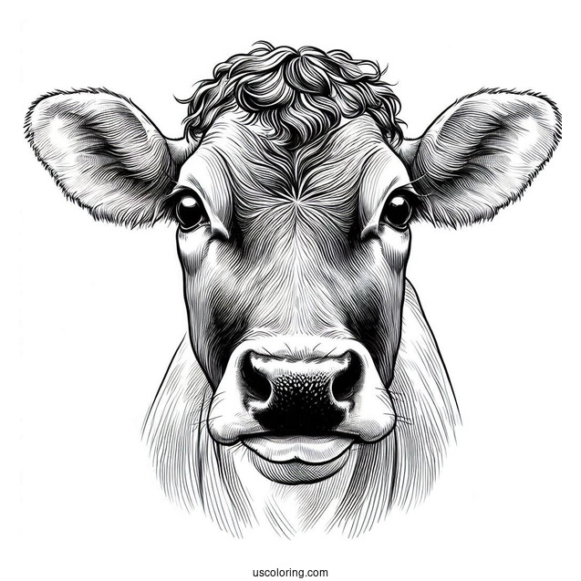 Close Up Of Jersey Cow Face Coloring In