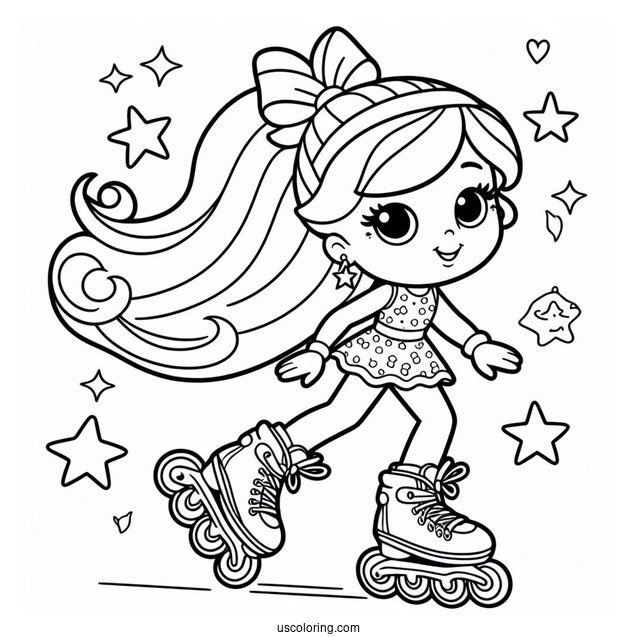 Polly Pocket Coloring Page In Rollerblades
