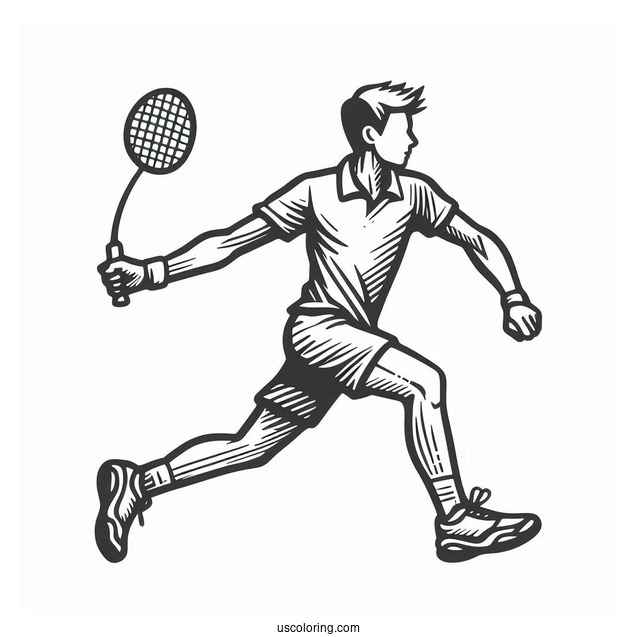 Easy Man Playing Badminton Olympics Coloring Page For Kids