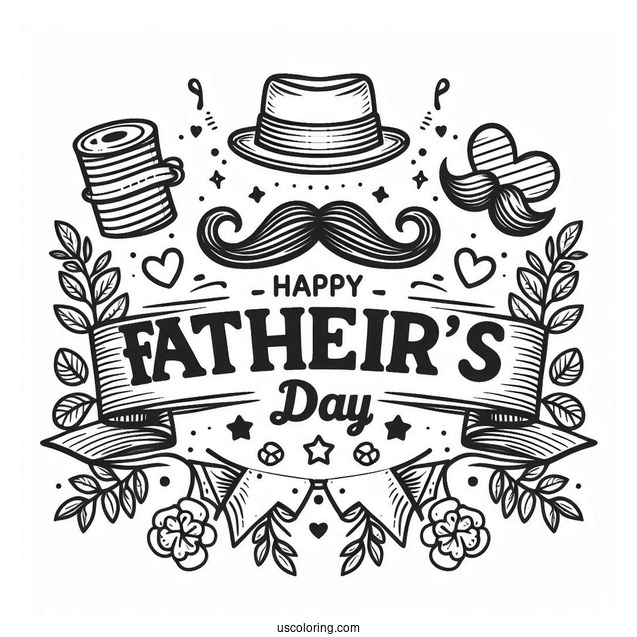 Happy Father's Day Coloring Page Of Banner