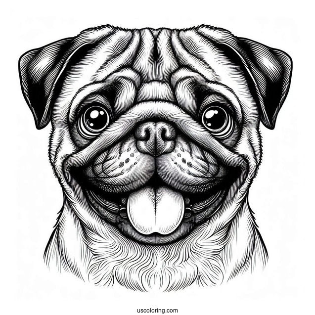 Detailed Pug Face Coloring Page