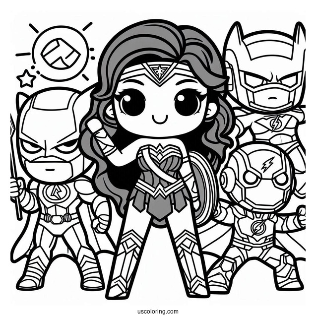 Cute Justice League Coloring Page Cartoon For Preschoolers
