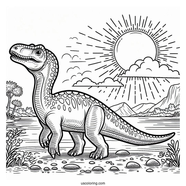 Detailed Spinosaurus Coloring Page Standing Under The Sun