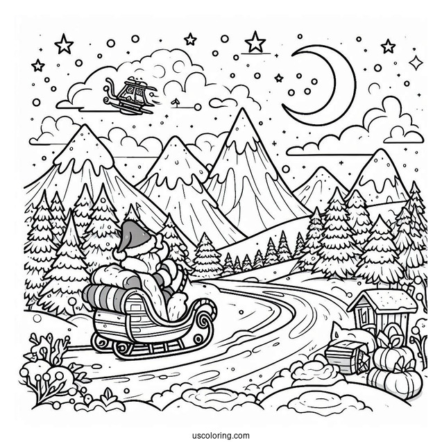 Cartoon North Pole Coloring Page Sign For Kids