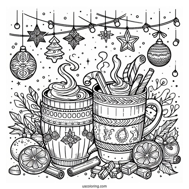 Christmas Coloring Pages For Adults Of Christmas Hot Beverages Coloring Page