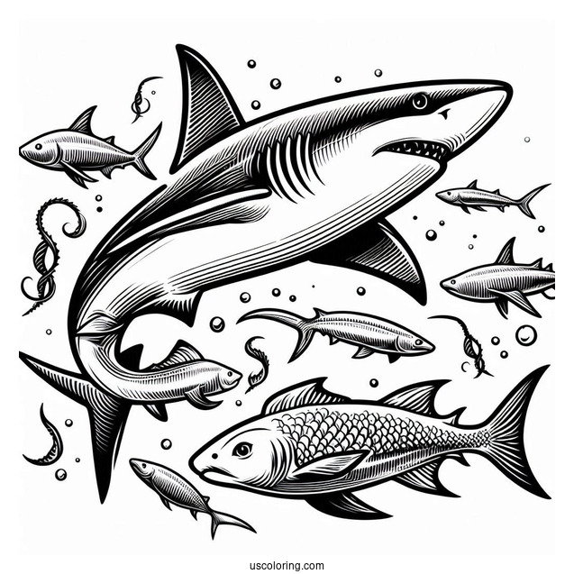 Blacktip Shark Coloring Page Family
